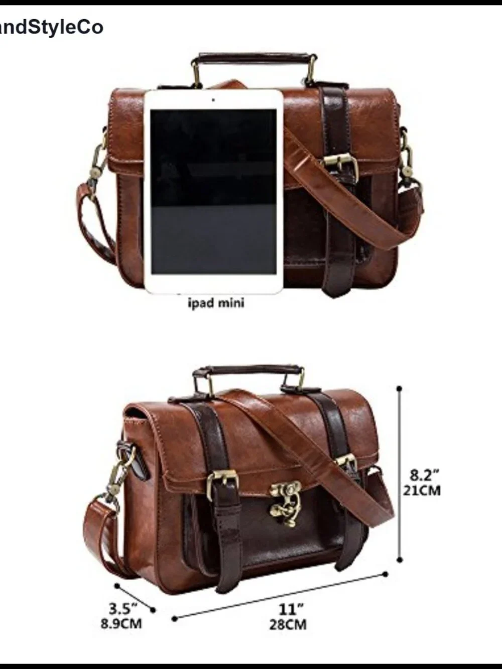 ECOSUSI Women PU Leather Satchel Purse Vintage College Crossbody Messenger Bag